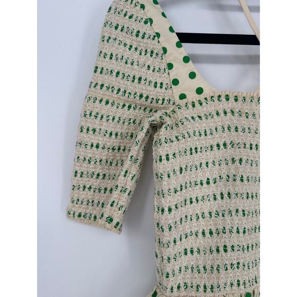 Tory Burch Printed Polka Dot Silk Smocked Dress - Picture 5 of 11